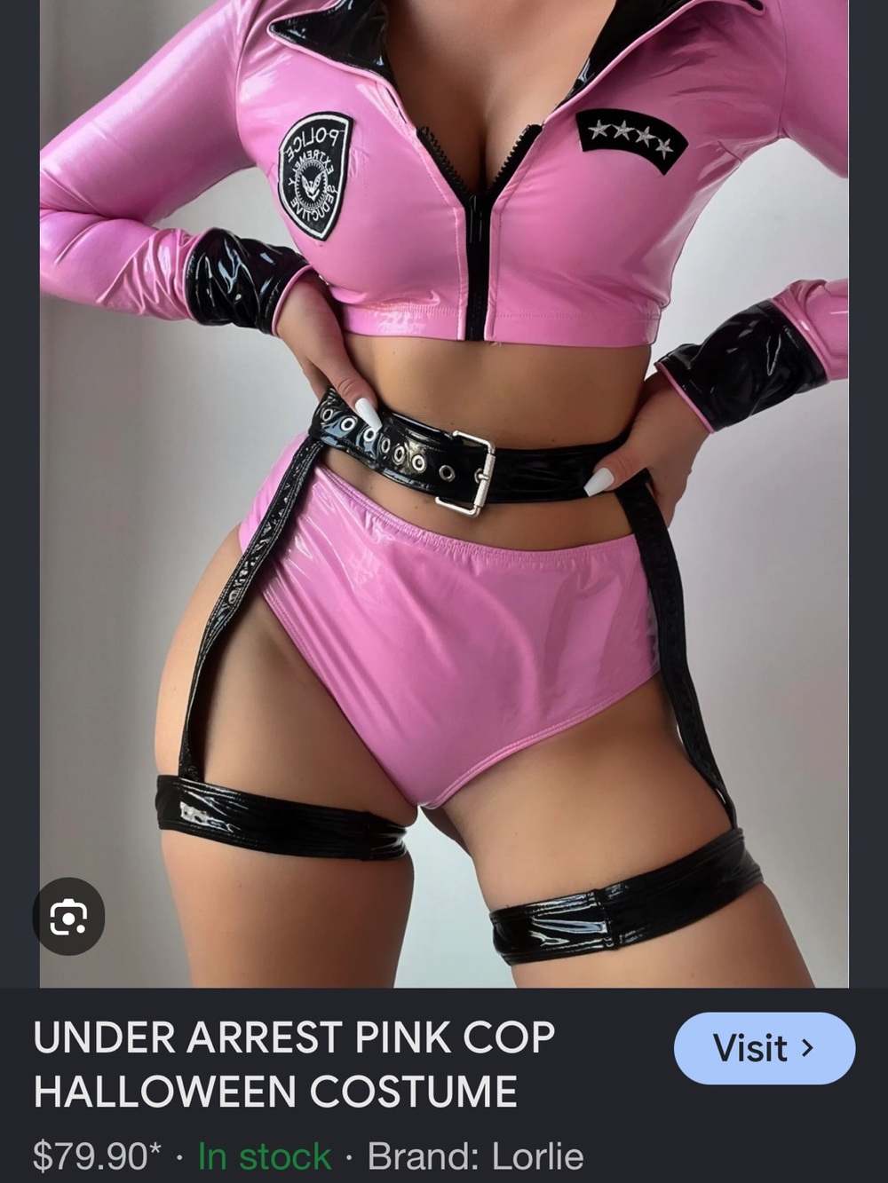 Under Arrest Pink Vinyl Cop costume- Lorie